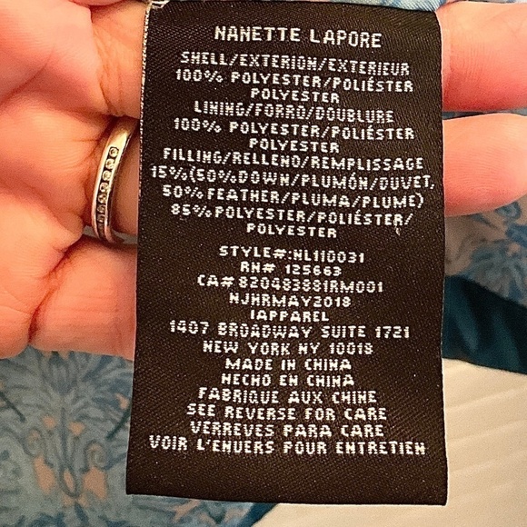 Nanette Lepore Puffer Jacket Outdoor Teal Blue Down Lighweight Lined S - Picture 12 of 16